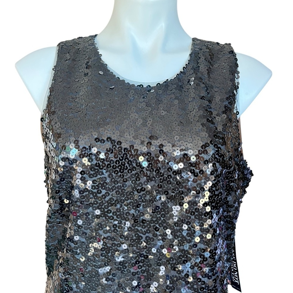 New York & Co Black Silver Sequin Cocktail Dress Medium New - Picture 6 of 10